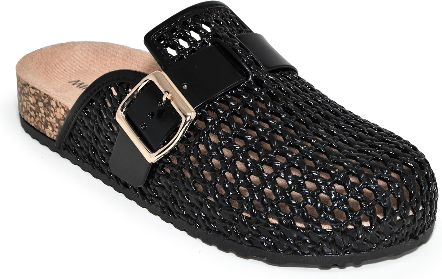 Wild Diva MATCHA-53 Women\u2019s Jelly Woven Buckle Cork Mule Clogs Slides | Amazon (US)
