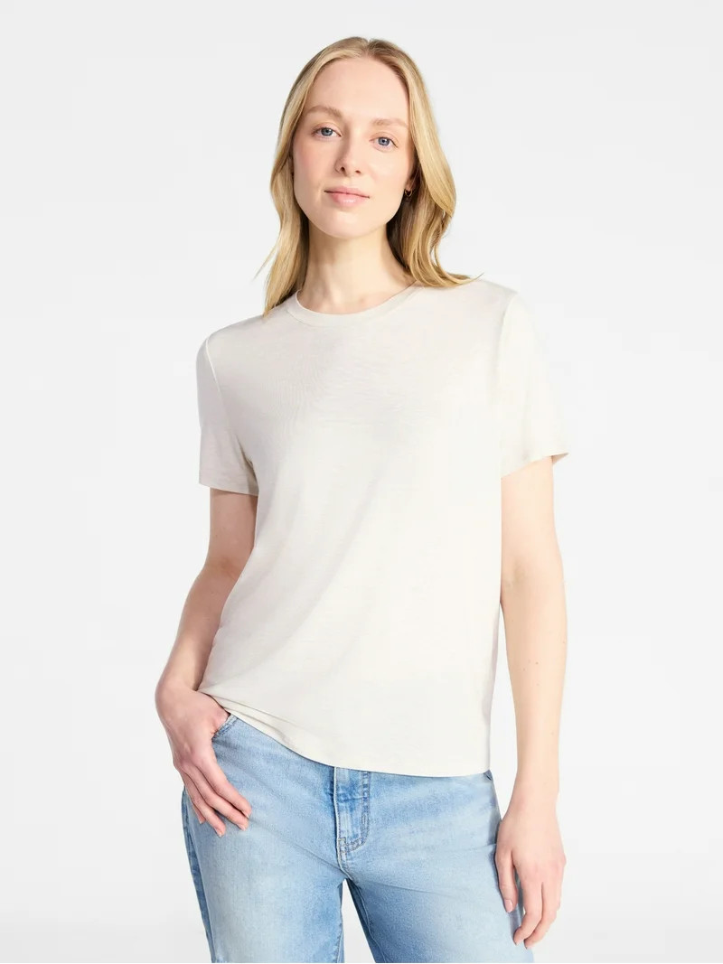Time and Tru Women's Boxy Tee with Short Sleeves, Sizes XS-XXXL | Walmart (US)