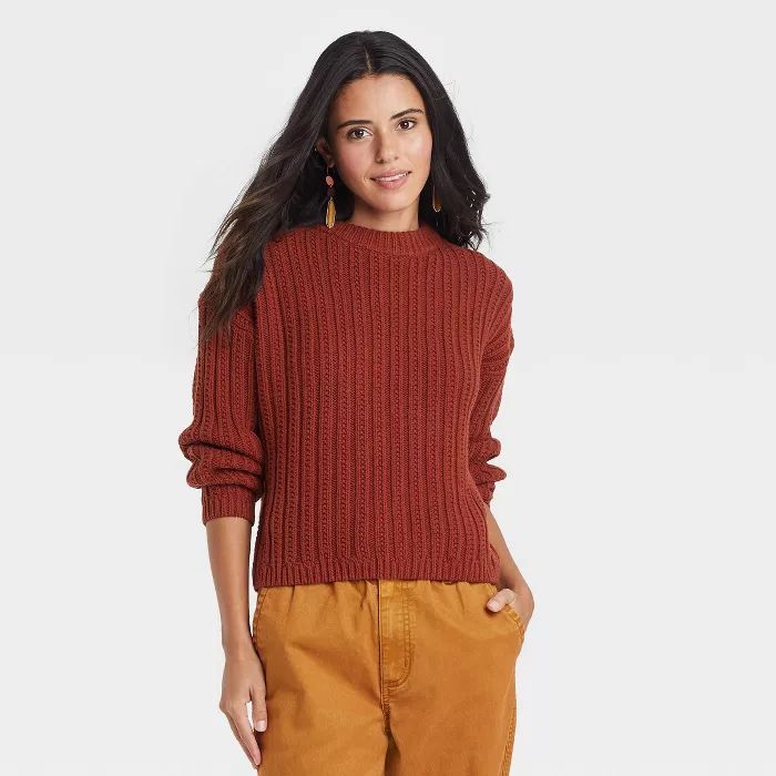 Women&#39;s Crewneck Pullover Sweater - Universal Thread&#8482; Rust S | Target