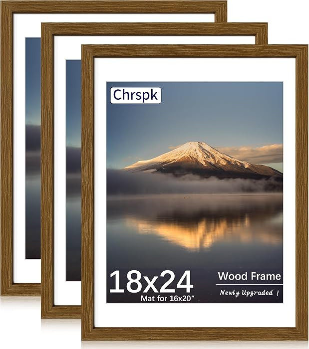 18x24 Poster Frame, Display Pictures 16X20 with Mat or 18x24 Without, Wall Hanging Frames, Rustic... | Amazon (US)
