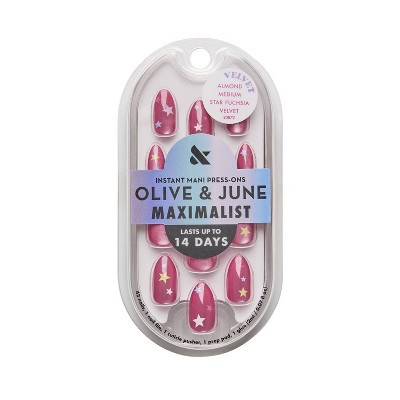 Olive & June Press-On Fake Nails - Maximalist - M Almond -Star Fuchsia Velvet - 42ct | Target