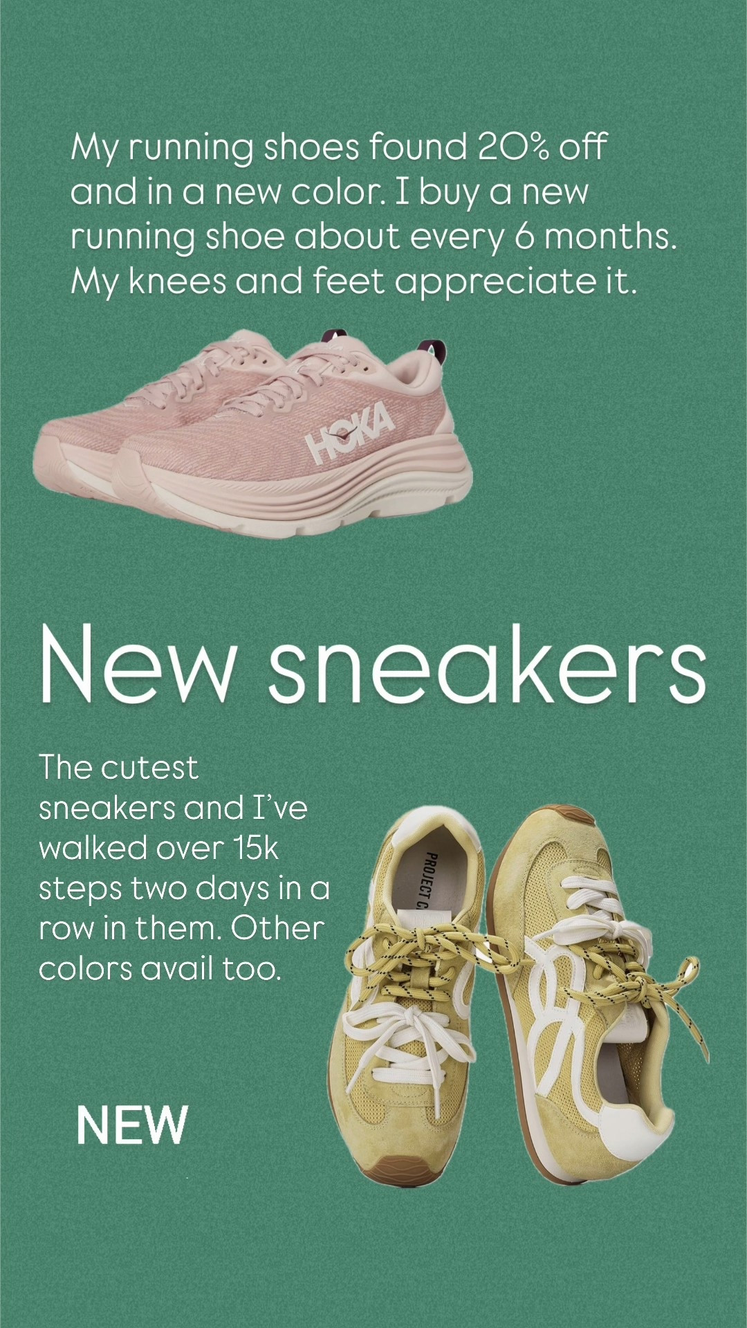 Love these new sneakers. I stayed true to size in hokas. The yellow sneaker doesn’t come in 9.5 (my reg size) ordered the 9 and they’re perfect  

#LTKfitnessgoals #LTKOver40 #LTKTravel