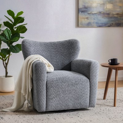 Christopher Knight Home Chanan Modern Iron Boucle Upholstered 360° Swivel Wingback Chair, Dusty Blue | Target