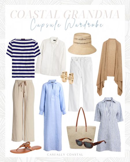 Coastal Grandma Capsule Wardrobe 

Coastal grandma, coastal grandmother, capsule wardrobe, neutral outfit, spring outfit, vacation outfit, linen slim shirt, linen shirt, Tory Burch earrings, Amazon earrings, gold huggie earrings, Tory Burch flip flop sandals, neutral sandals, bungalow popover dress, striped dress, linen dress, long dresses, spring dresses, rectangle sunglasses, 90s vintage sunglasses, fitted boatneck tshirt, striped tshirt, slim wide leg jean, white jeans, straw bucket hat, straw hat, straw beach tote, woven straw bag, Amazon beach bag, Amazon tote bag, oversized cashmere wrap, drawstring straight leg linen pants, white linen pants, maxi popover dress, coastal style, Nancy Meyers style, Nantucket style, New England style, cashmere wrap, gifts for mom, Mother’s Day gift ideas 

#LTKstyletip #LTKfindsunder50 #LTKfindsunder100