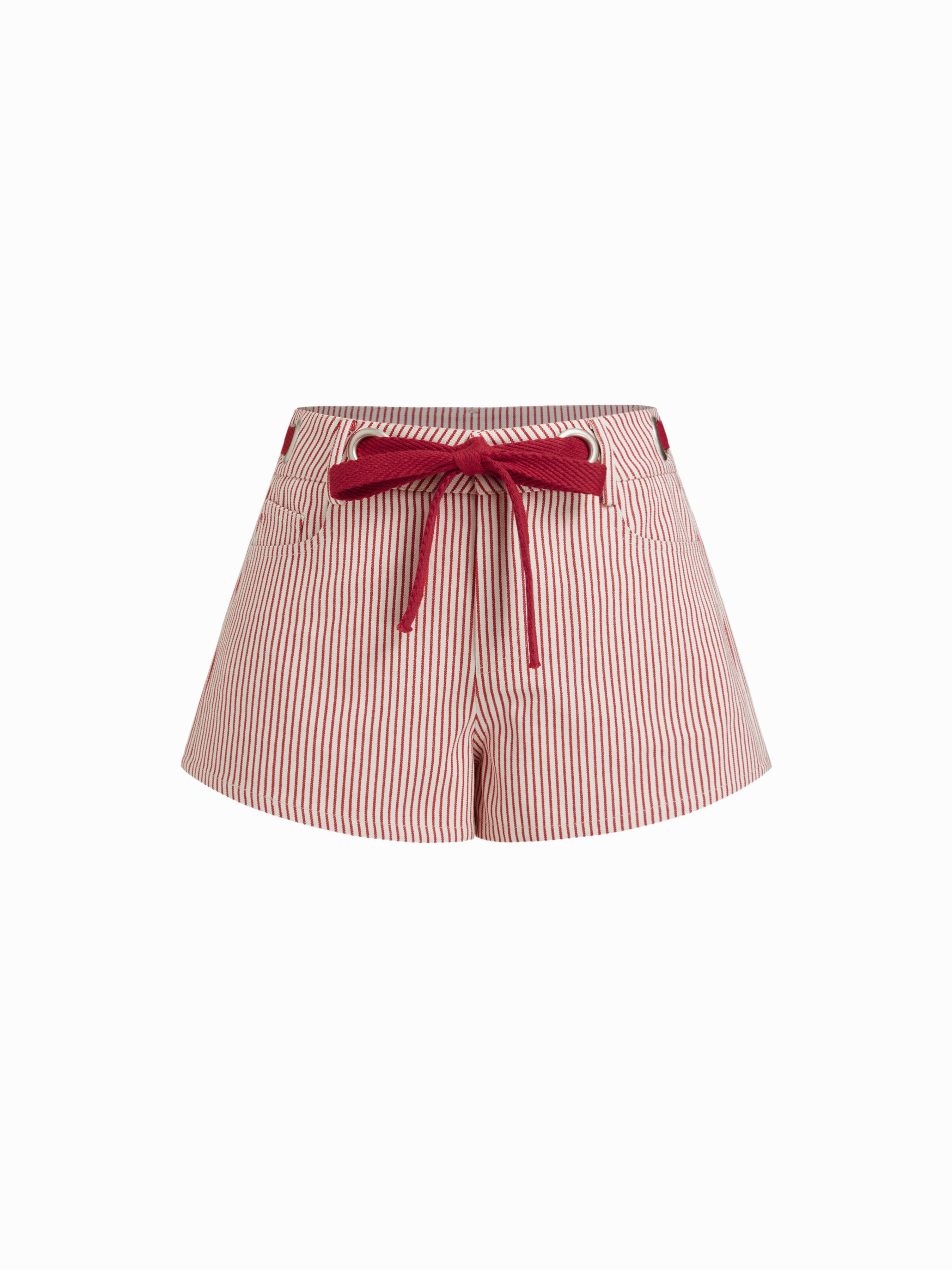 Cotton-blend Low Rise Stripe Bowknot Shorts | Cider