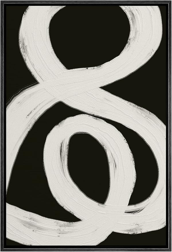 SIGNWIN Framed Canvas Print Wall Art Black White Geometric Loop Ribbon Landscape Abstract Shapes ... | Amazon (US)