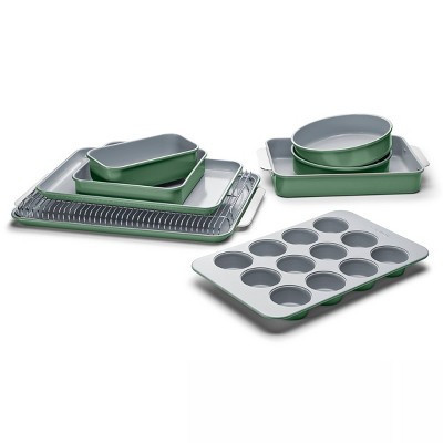 Caraway Home Non-Stick Ceramic Square Pan sage: Bakeware Set, Aluminized Steel, Hand Wash, 11 Pieces, Muffin Pan Included | Target