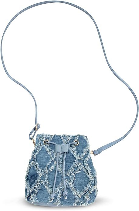 JBB Bucket Bags for Women Mini Crossbody Purse Denim Fringe Hobo Shoulder Handbag Drawstring Tote... | Amazon (US)