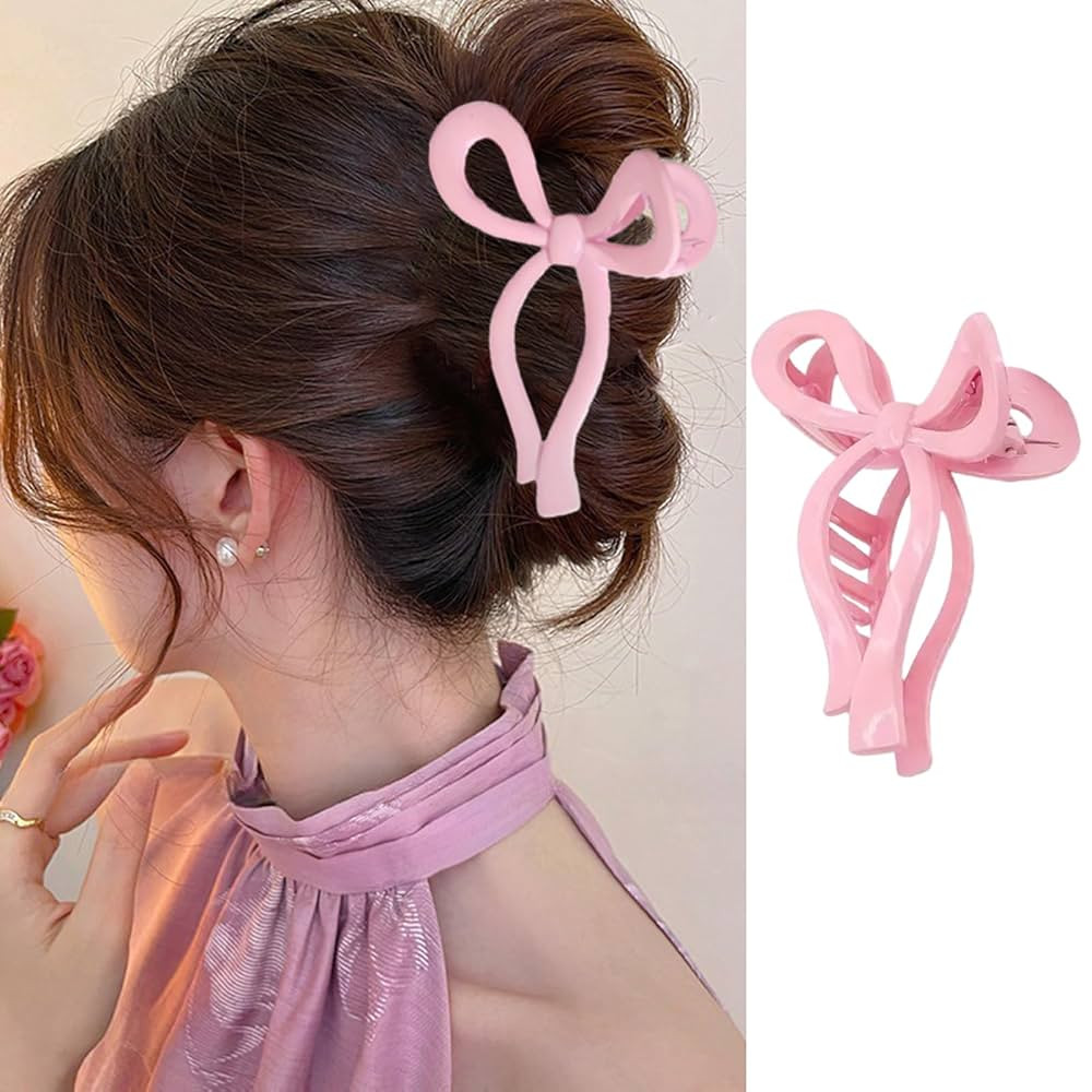 Bow Hair Clips for Women, Pink Bow Hair Claw Clips Butterfly Hair Accessories Bowknot Hair Barret... | Amazon (US)