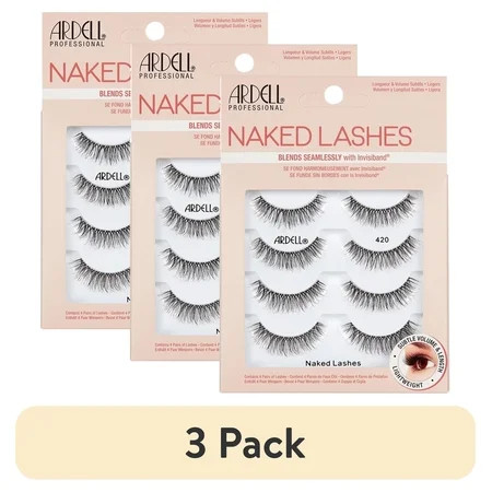 (3 pack) Ardell Naked Lashes 420 Multipack, Lightweight Natural False Eyelashes with Invisiband, 4 Pairs | Walmart (US)