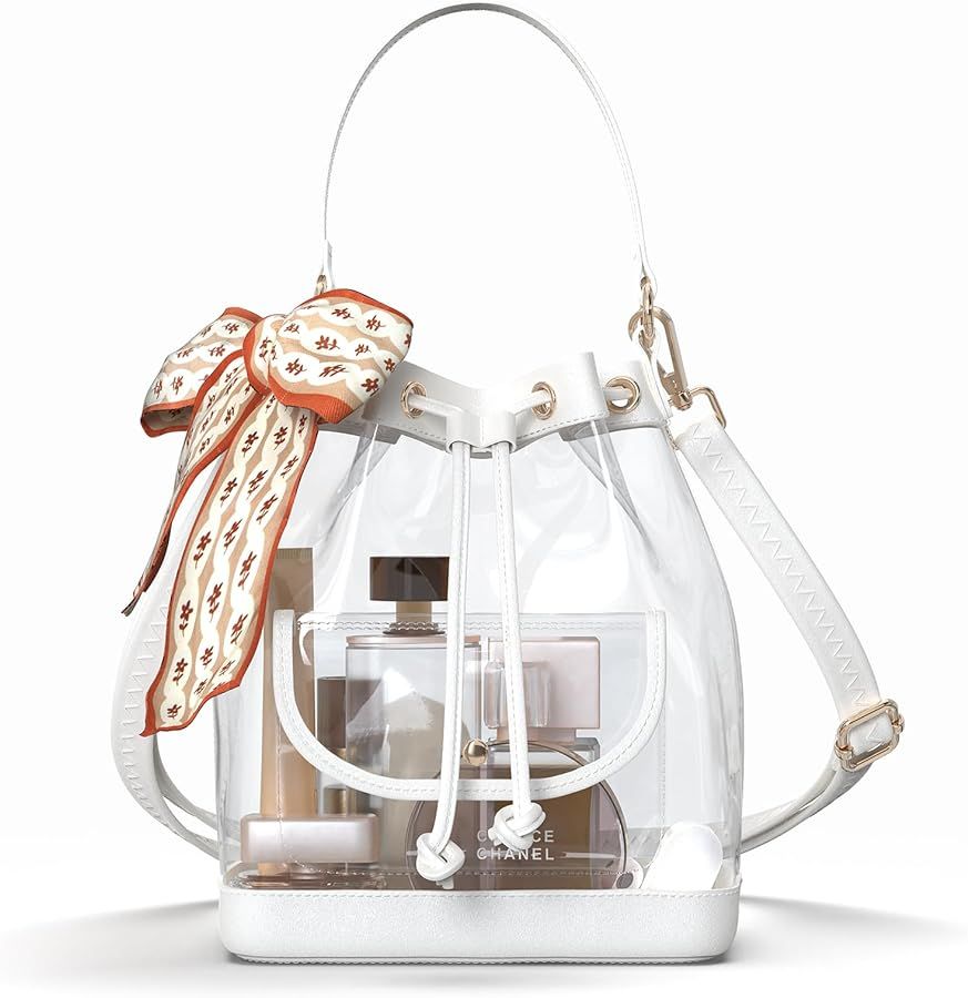 Missnine Clear Bag for Stadium Approved, Clear Crossbody Bucket Bag Transparent PVC Purse for Wom... | Amazon (US)