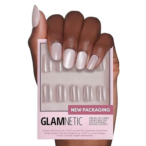 Glamnetic Press On Nails - Pure Intentions | Glossy, Semi-Transparent, Short Round Fake Nails, Sa... | Amazon (US)