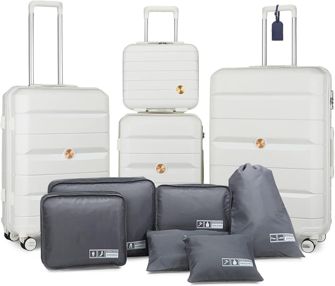 Somago Luggage Sets 3 Piece Spinner Hardside PP Suitcase with TSA Lock 4 Piece Set with 6 Set Pac... | Amazon (US)