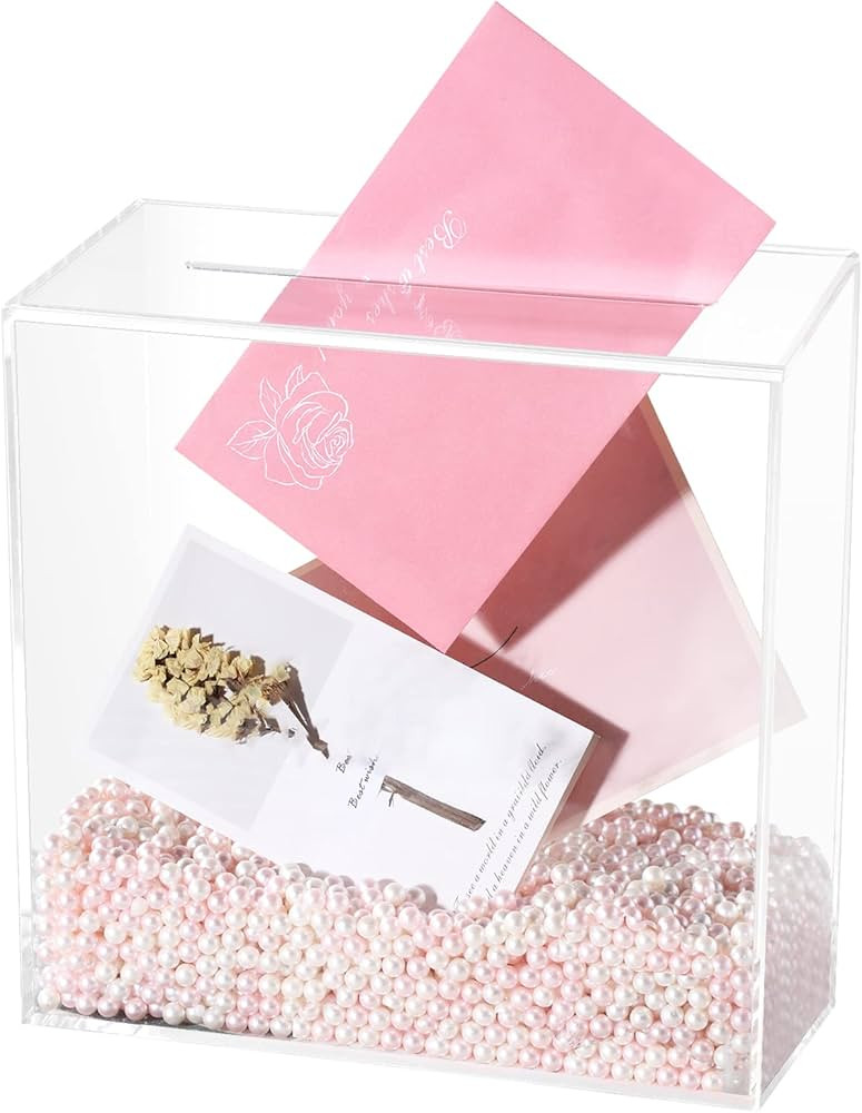Acrylic Card Box with Slot, Clear Envelope Gift Box for Wedding Bridal Shower Party | Amazon (US)