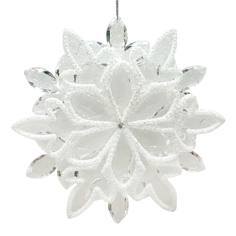 Found & Fable Clear Acrylic Snowflake Ornament, 5" | At Home
