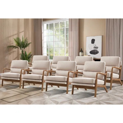 25.59'' Wide Upholstered Fabric Accent Armchair With Solid Wood Leg (Set of 8) | Wayfair North America
