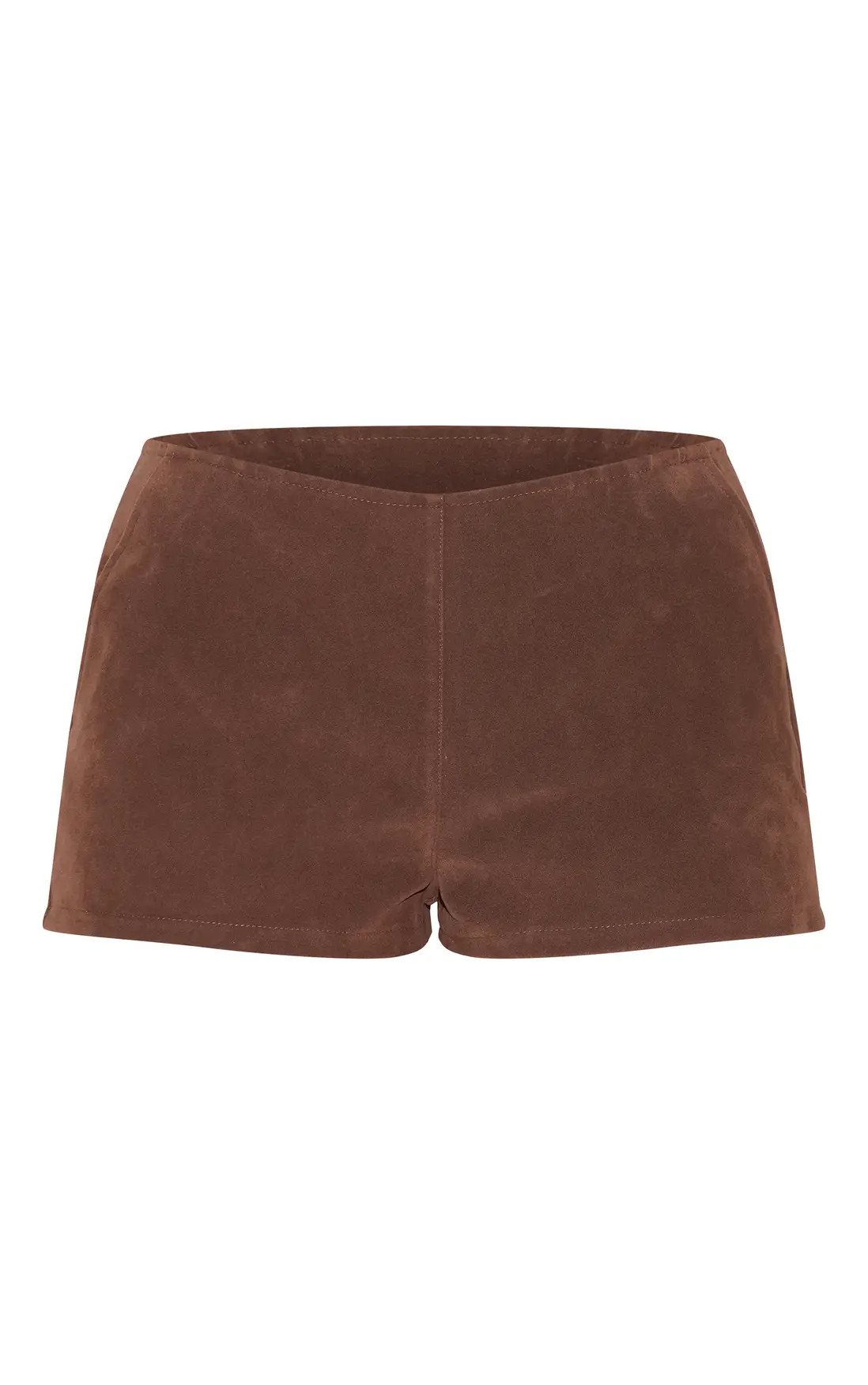 Chocolate Suede Low Rise Hot Pants | PrettyLittleThing | PrettyLittleThing UK