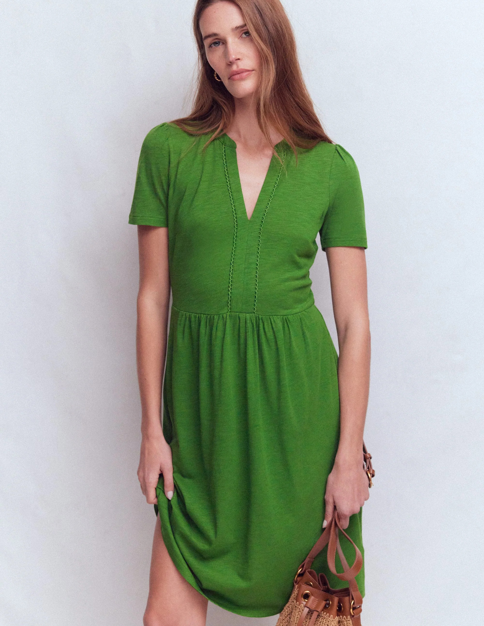 Naomi Short Jersey Dress-Promenade Green | Boden (US)