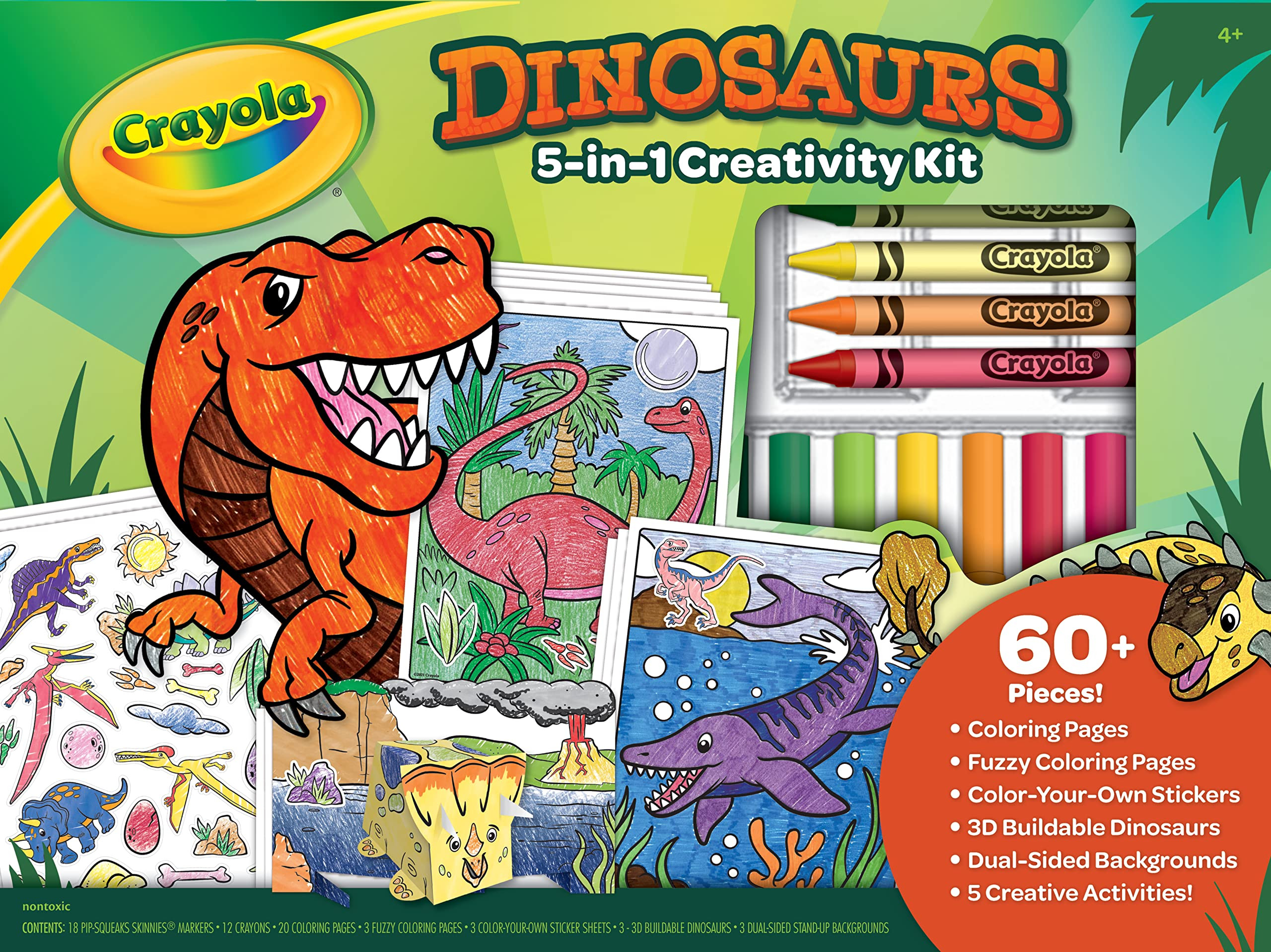 Crayola Dinosaur 5-in-1 Art Kit for Kids, Dinosaur Toys, Kids Art Set, Dinosaur Gift for Boys & G... | Amazon (US)