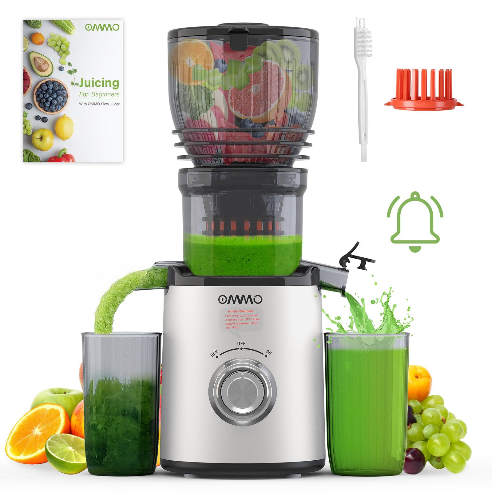 OMMO Juicer Machines, 300W Cold Press Juicer for Whole Vegetables & Fruits with 6'' Large Feed Ch... | Amazon (US)