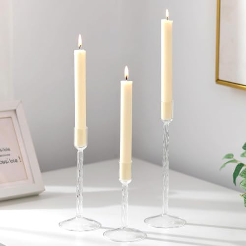 Glasseam Clear Glass Candle Sticks Holder: 2 Pcs Tall Candlestick Holders | Amazon (UK)