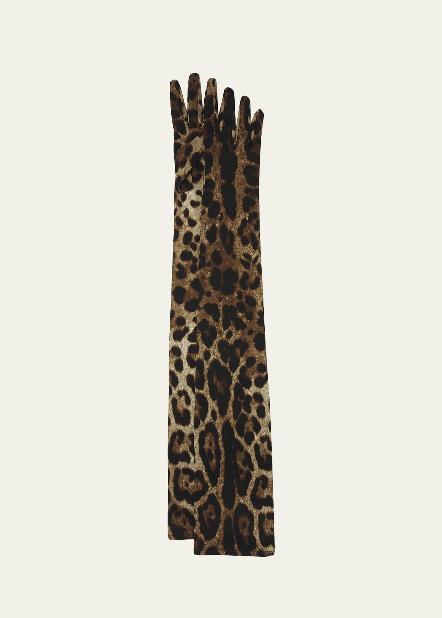 Dolce&Gabbana x Kim Long Leopard Print Satin Gloves | Bergdorf Goodman