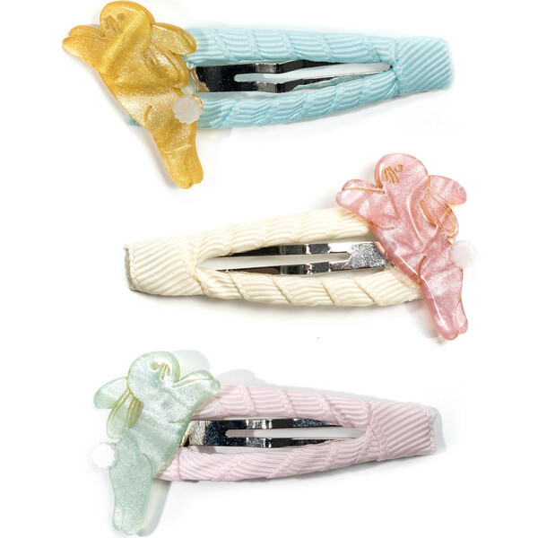 Hop Bunnies Snap Clips, Satin Pastel - Lilies & Roses Hair Accessories | Maisonette | Maisonette