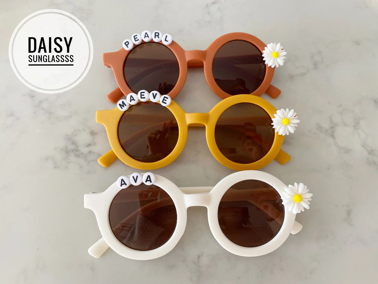 Floral Daisy Girls Personalized Name Sunglasses Toddlers Kids | Etsy | Etsy (US)
