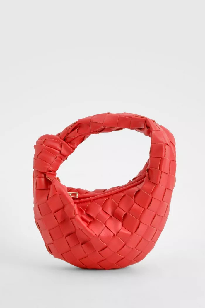 Woven Faux Leather Mini Grab Bag | boohoo (US & Canada)