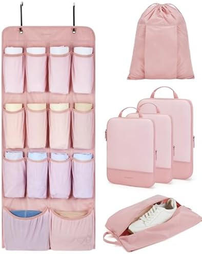 BAGSMART Hanging Compression Packing Cubes, 6 Set Large Suitcase Organizer Bags Set, Cruise Trave... | Amazon (US)