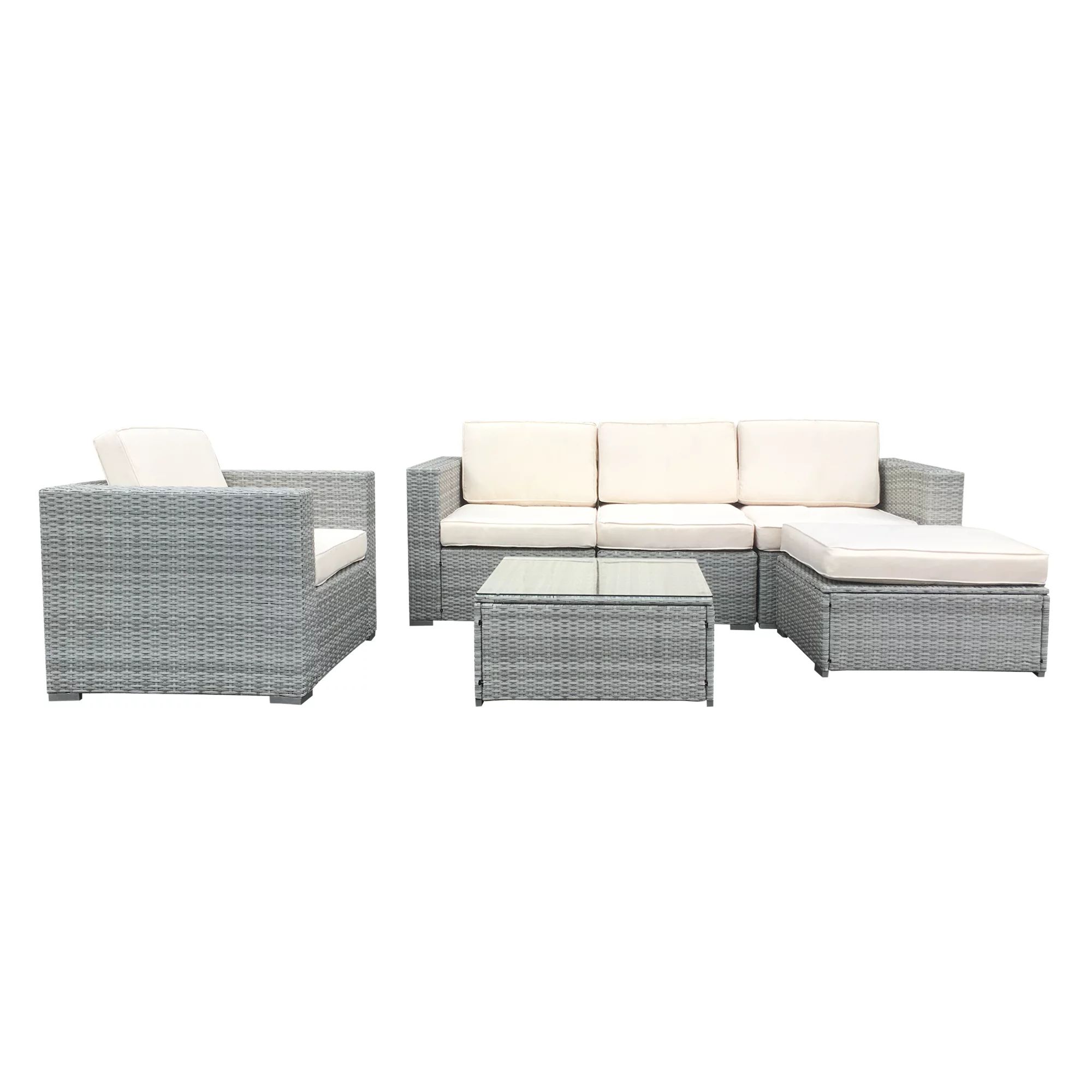 Finefind 6 Piece Patio Conversation Set Garden Cushioned Sectional Sofa Outdoor Furniture Set Wic... | Walmart (US)