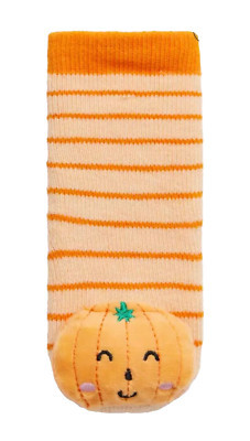 Baby Halloween Pumpkin Orange Stripe Rattle Socks | eBay UK