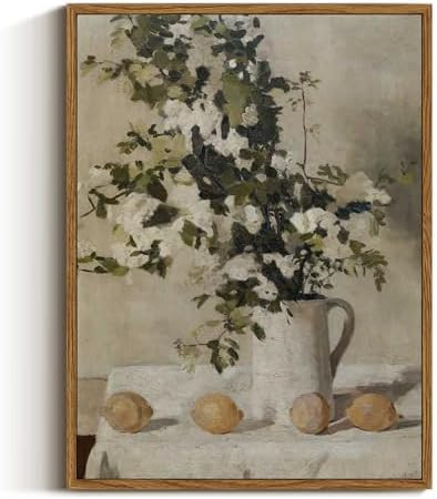 VIYYIEA Vintage Wall Art Kitchen Decor, Flowers and Lemons Pictures Painting Botanical Art, 12x16... | Amazon (US)