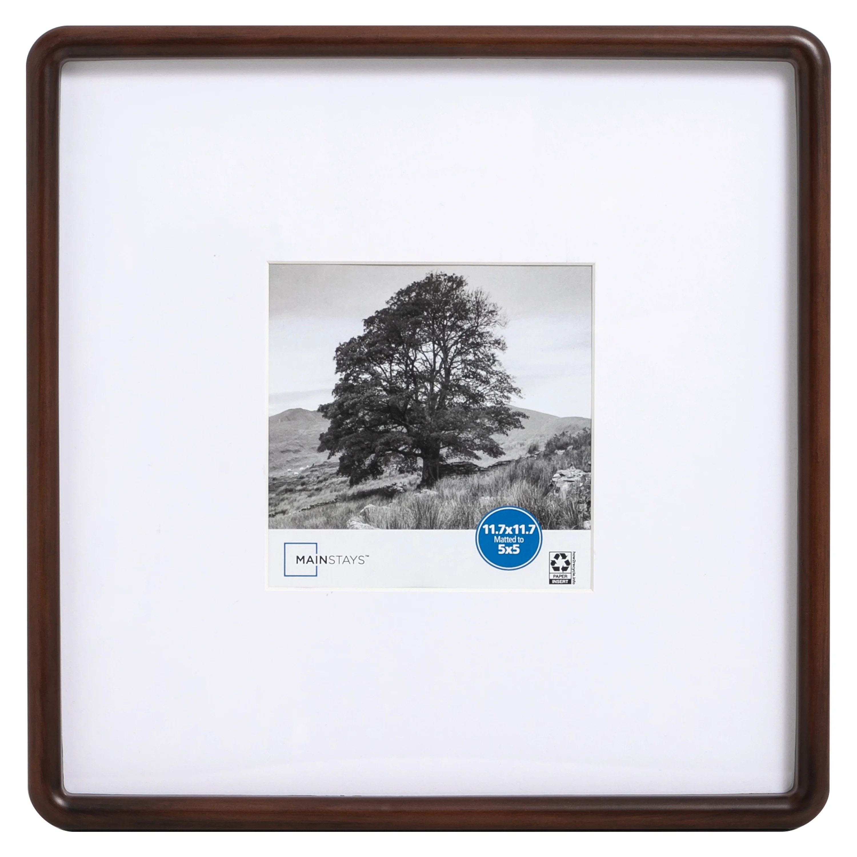Mainstays 12"x12" Rounded Edge Brown Plastic Frame, Matted for a 5"x5" Picture | Walmart (US)
