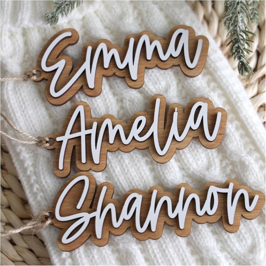 Personalized Stocking Tags | Custom Wooden Name Tags | Christmas Labels | Wooden Present Tags | C... | Amazon (US)