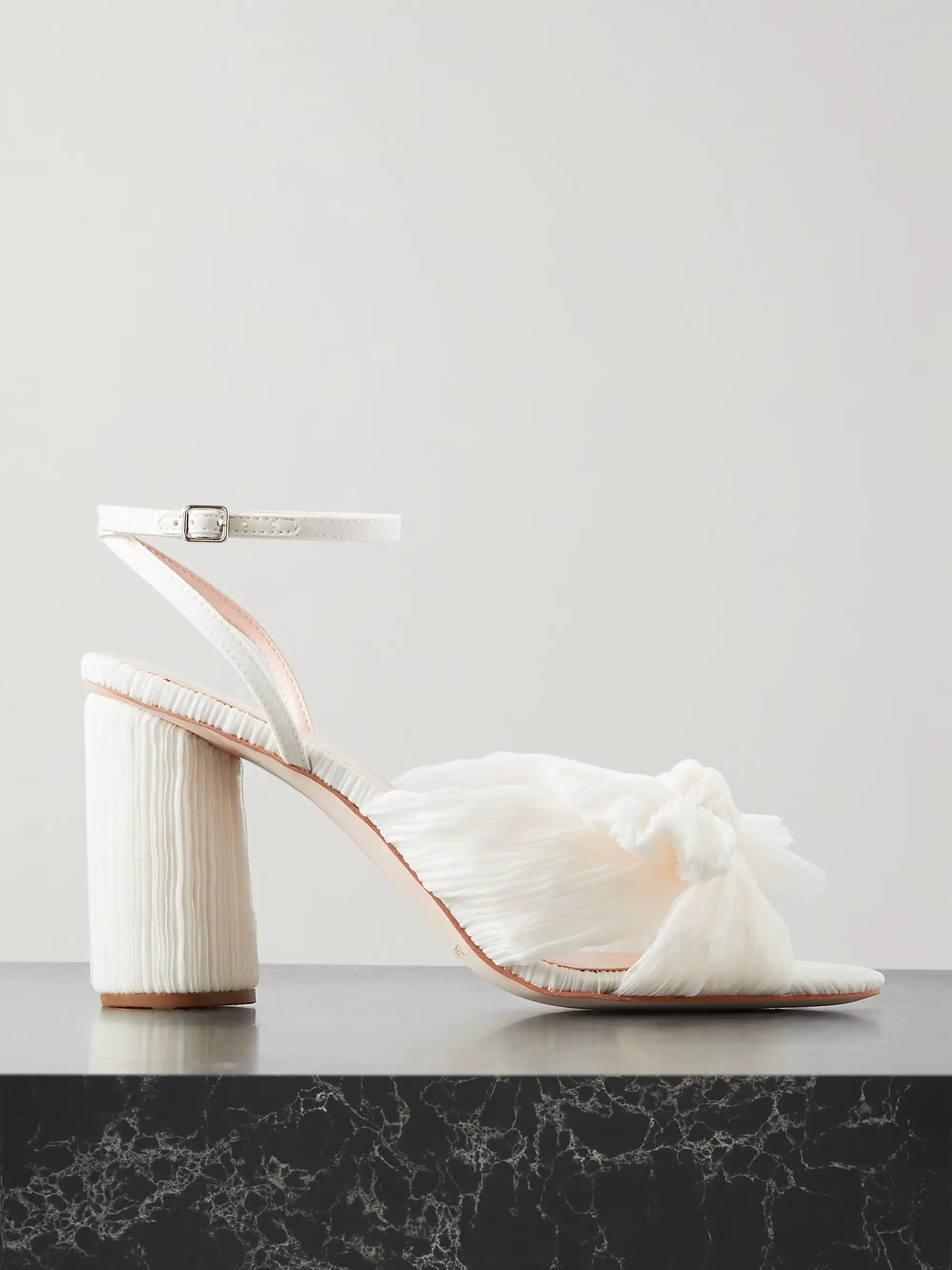 Camellia bow-embellished plissé-organza sandals | NET-A-PORTER (UK & EU)
