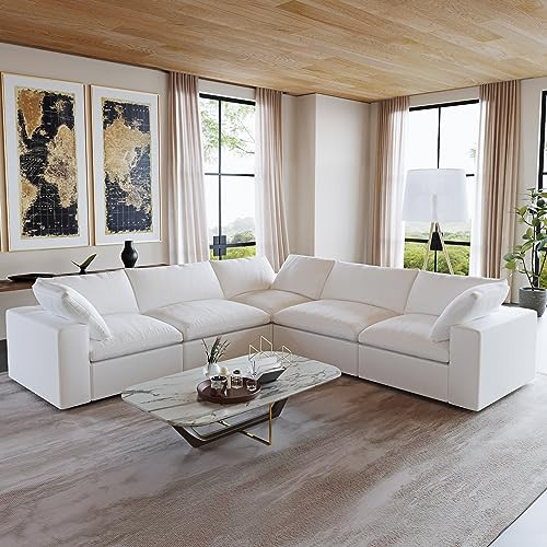 Cloud Modular Sectional Sofa,120.45" Down Filled L Shaped Sofa Couch with Storage Ottoman,Minimal... | Amazon (US)