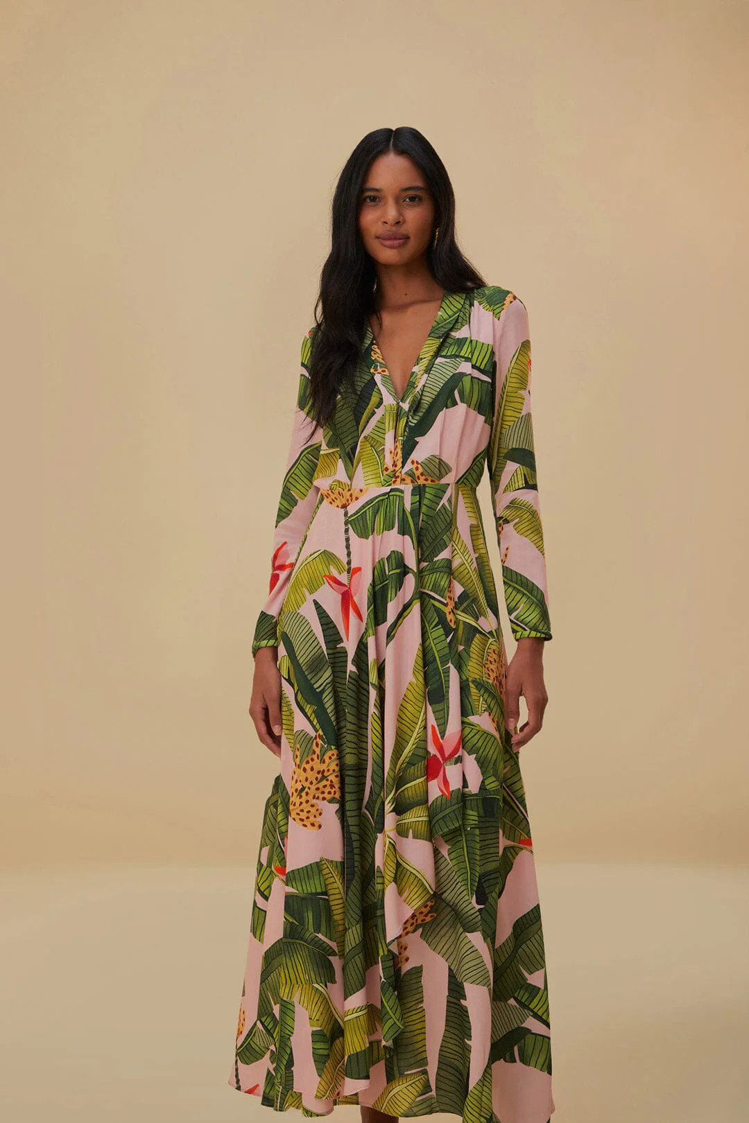 Pink Banana Leaves Maxi Dress | FarmRio (US)