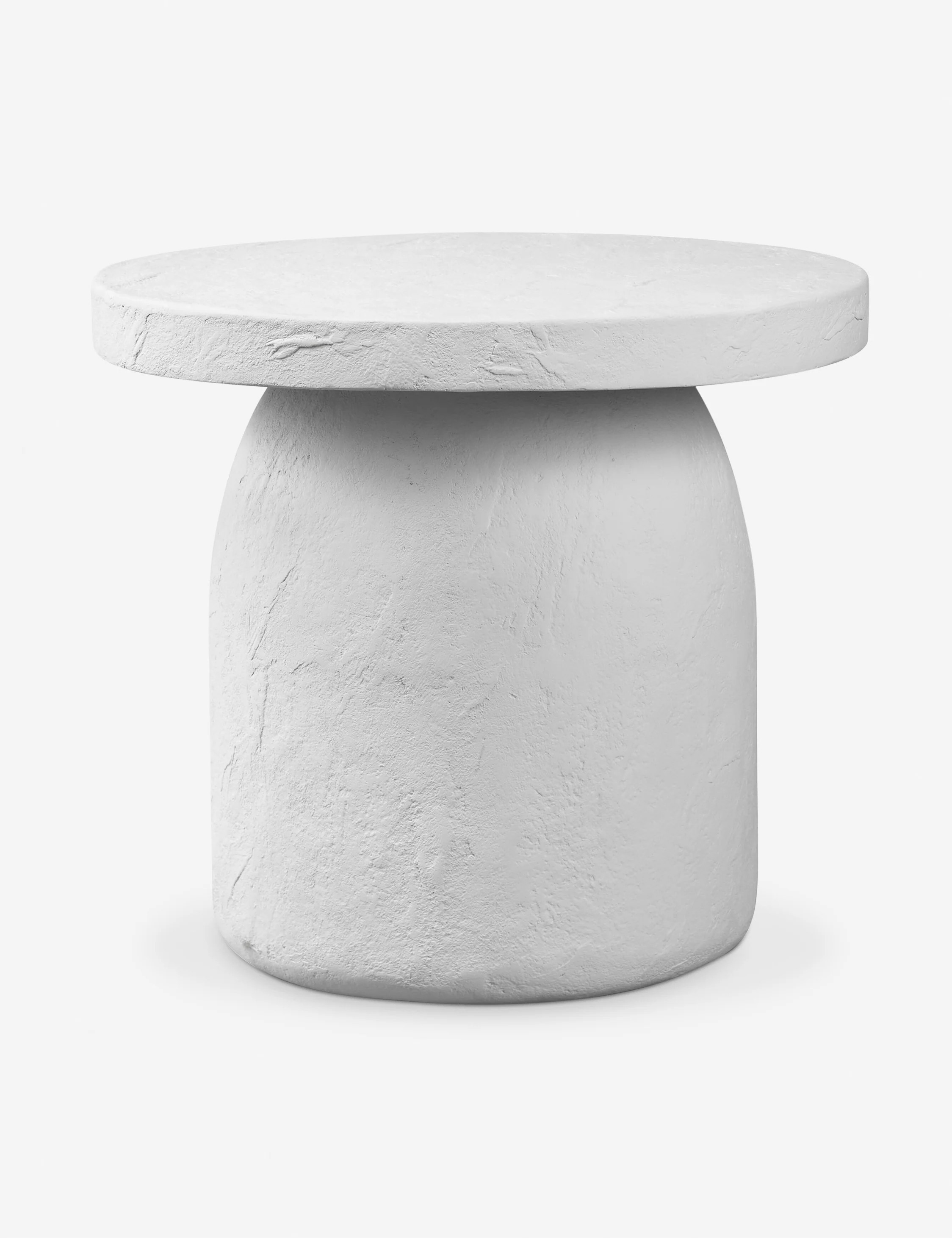Paz Indoor / Outdoor Round Side Table by Amber Lewis x Four Hands, White Plaster | Lulu and Georgia 