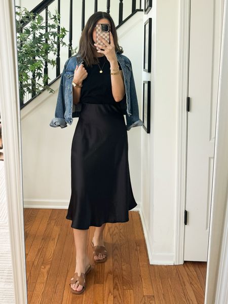 Elevated casual outfit with a slip satin skirt
My skirt is from Amazon under $30 size small - I linked similar options

#LTKfindsunder50 #LTKover40 #LTKstyletip