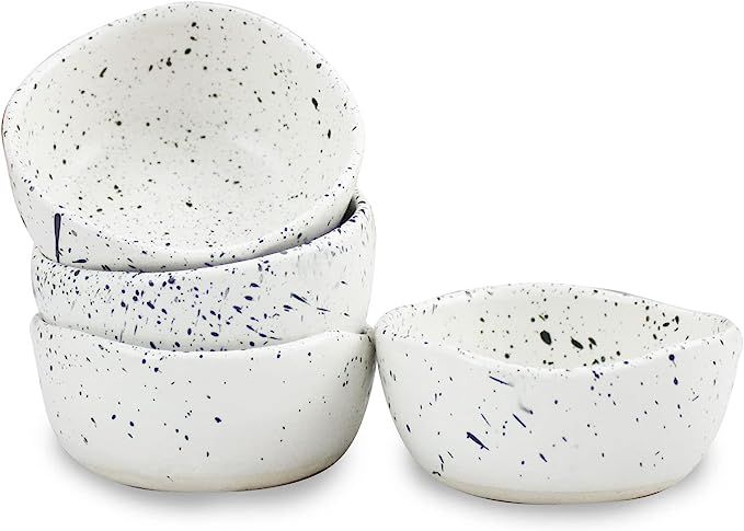 roro Ceramic Stoneware Handmade Bowl Set (3 Oz Dipping Bowls x 4, White Matte Speckled) | Amazon (US)