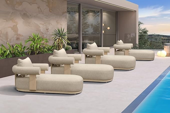 PURPLE LEAF Outdoor Chaise Lounge Set of 4 Chair Modern Aluminum Lounger Daybed with Lumbar Pillo... | Amazon (US)