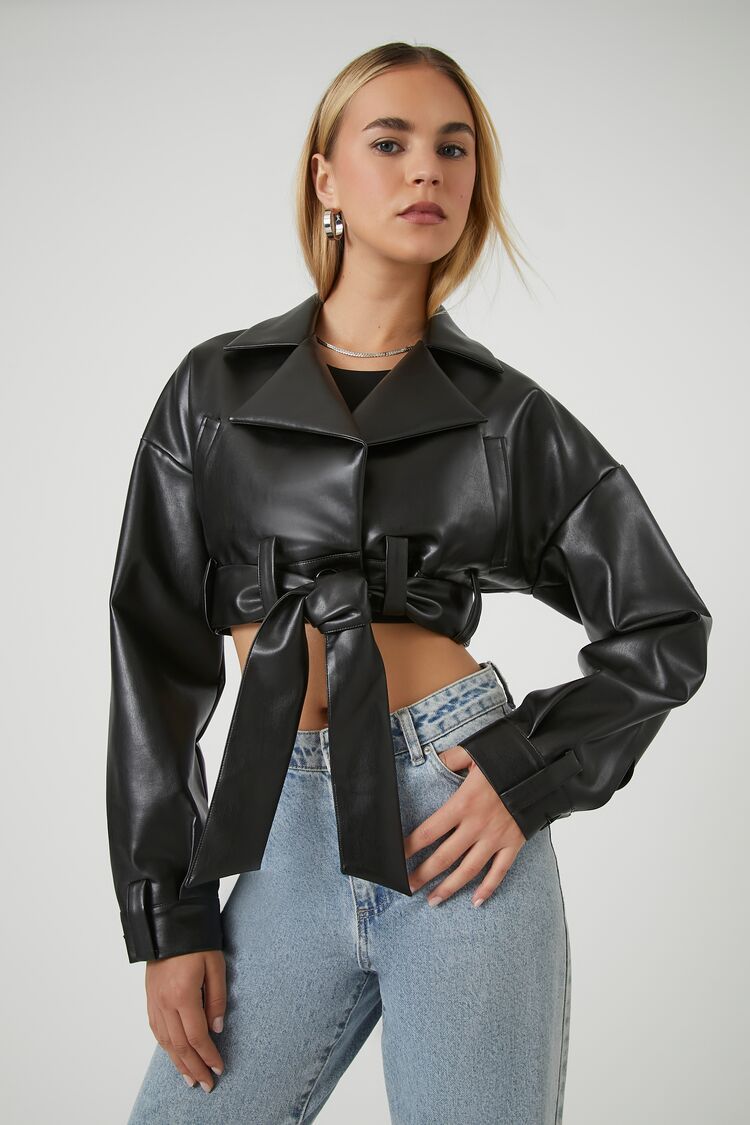 Faux Leather Cropped Moto Jacket | Forever 21 | Forever 21 (US)