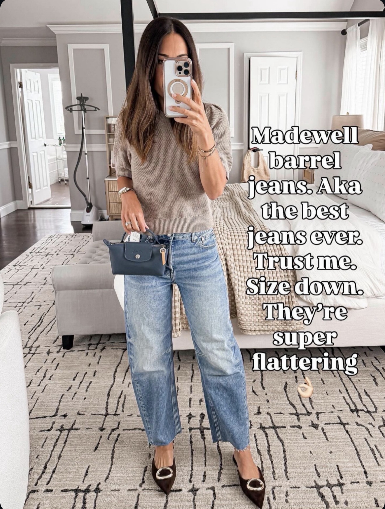 Madewell barrel jeans foreverrrrr 🤎 Trust me on this fit 🔗⬇️ wearing size 24 

#LTKmomlife #LTKootd #LTKOver40
