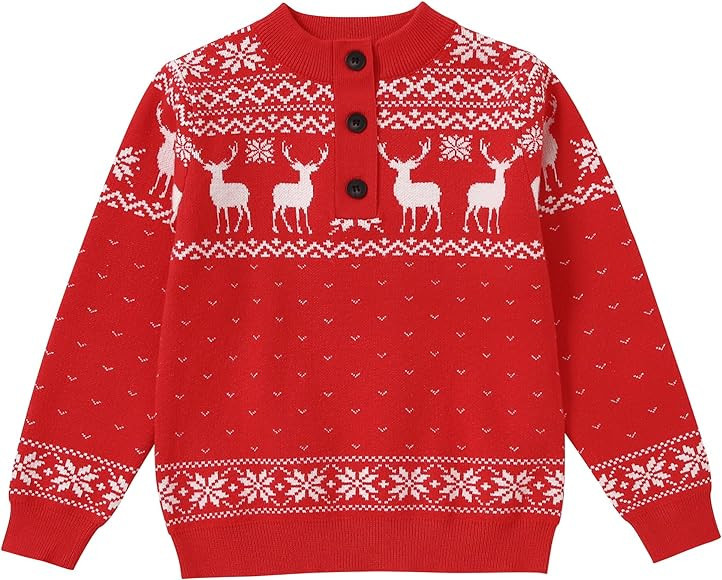 YUEMION Toddler Baby Boys Sweater Christmas Clothes Knitted Red Navy Blue Cardigan Long Sleeve Fa... | Amazon (US)