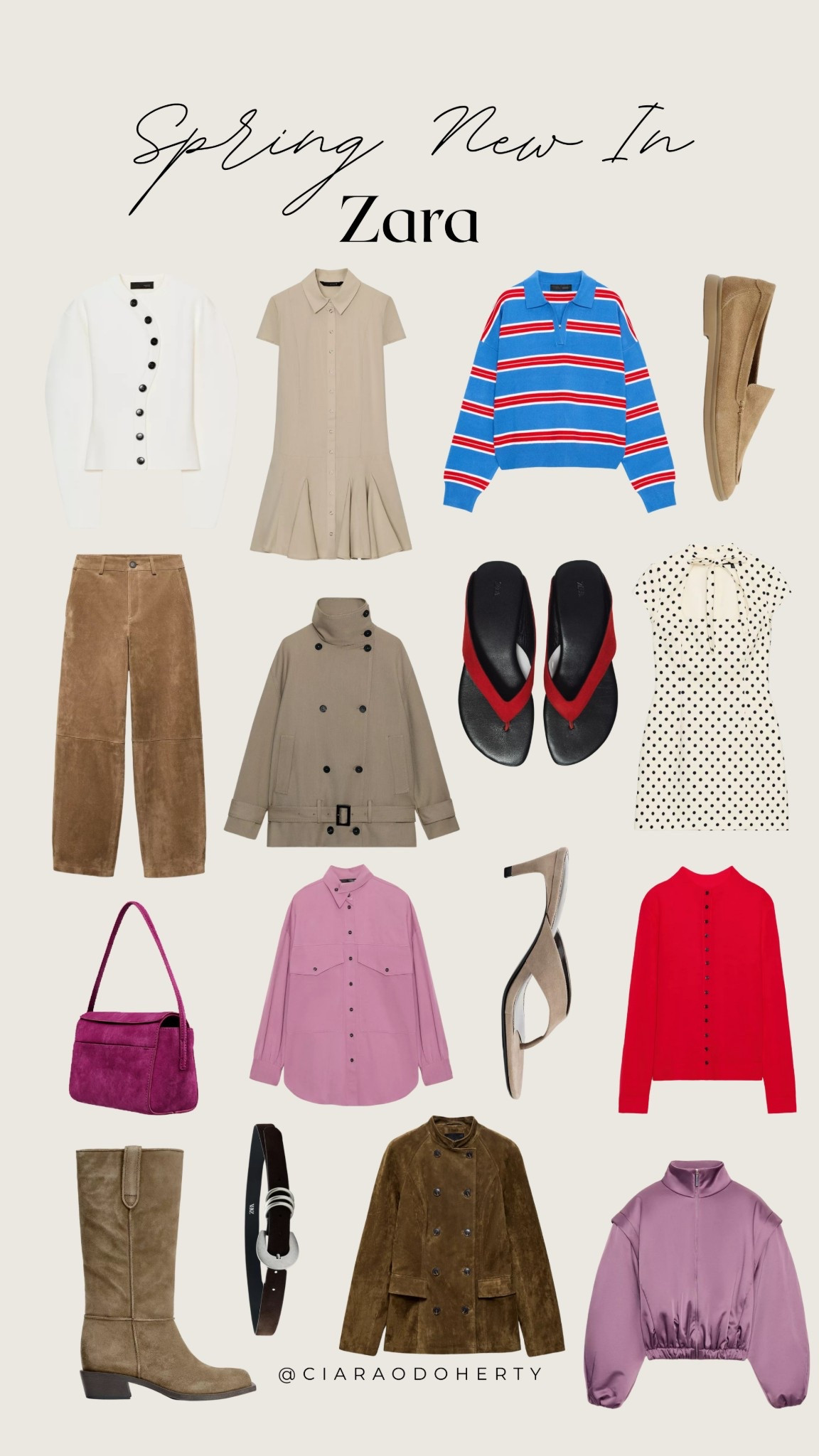 Spring New In: Zara

Zara, suede, pants, loafers, flip flops, polka dot dress, strip jumper, trench, cardigan, boots, bomber jacket, suede belt

#LTKireland #LTKeurope #LTKspring