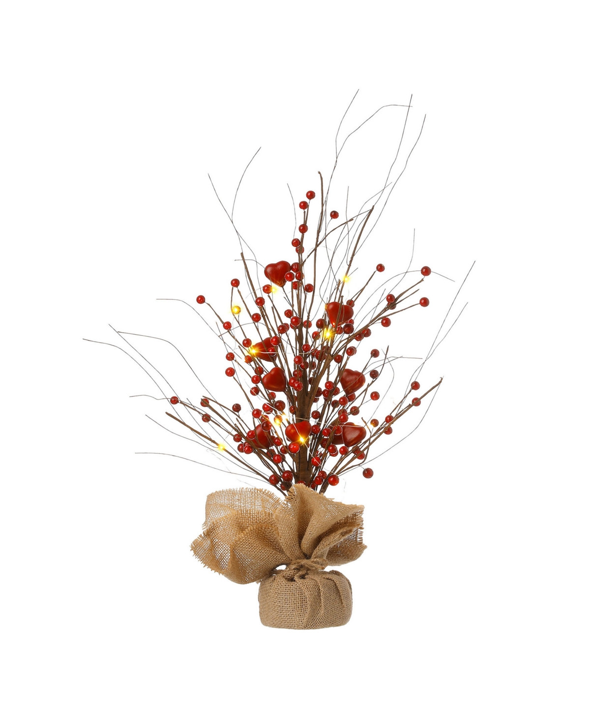 Glitzhome 18" Lighted Valentine's Berry Heart Table Tree - Multi | Macy's
