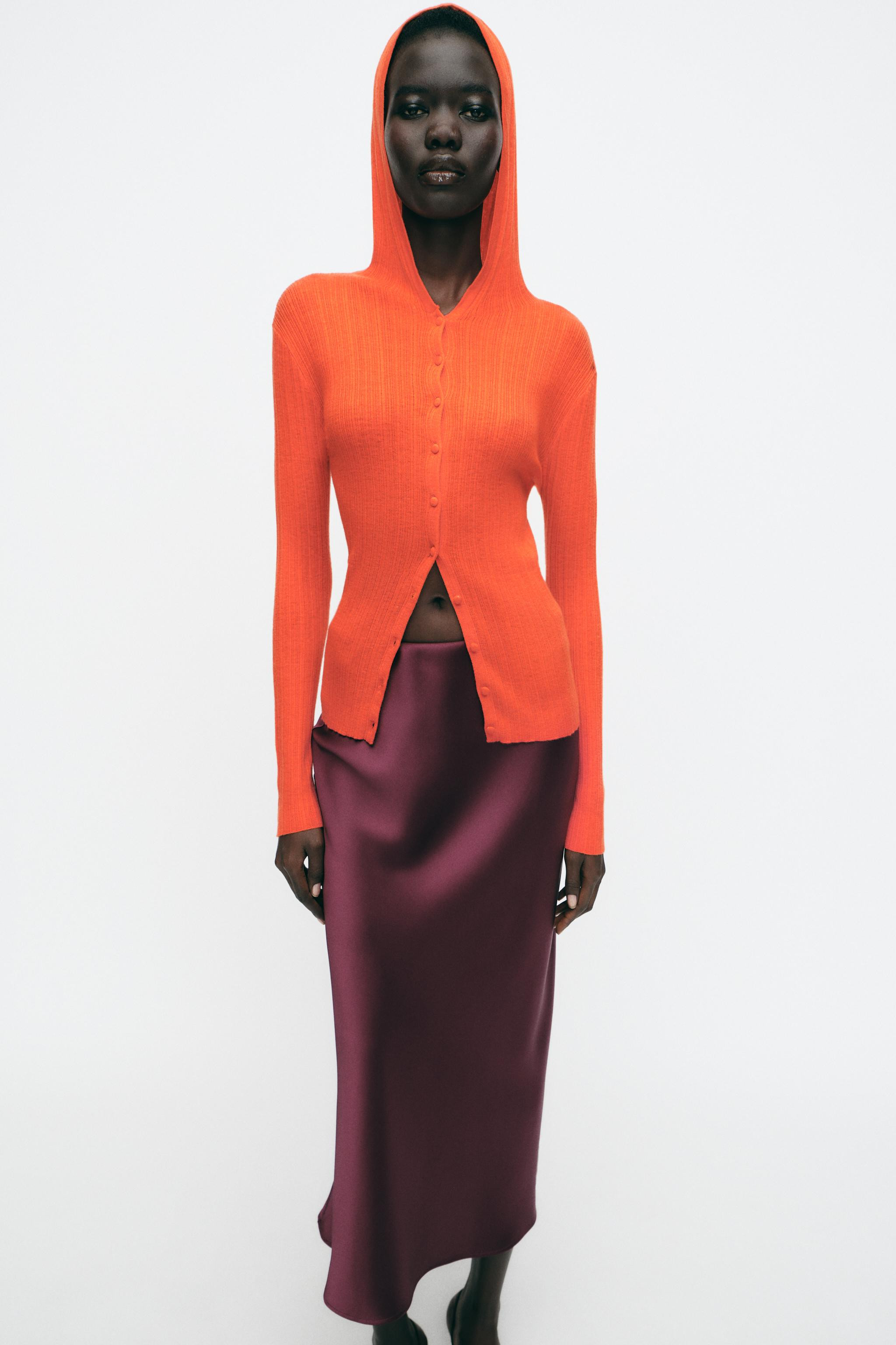 SATIN EFFECT MIDI SKIRT | Zara US