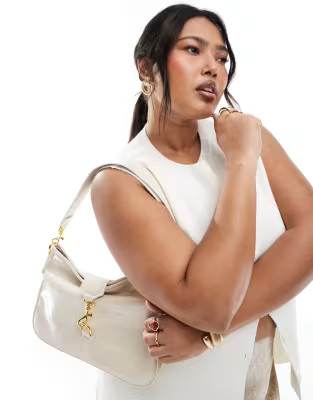 Glamorous slouch shoulder bag with gold clasp in cream | ASOS | ASOS (Global)