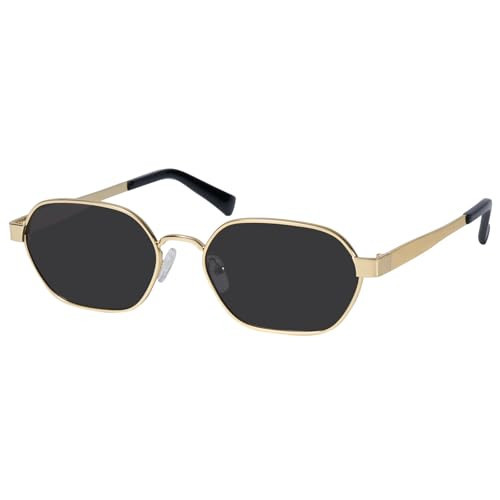 mosanana Trendy Retro Gold Grey Hexagon Sunglasses for Women Hexagonal Metal Small Narrow 2026 Fashion 90s Vintage Cool Cute MS52593 | Amazon (US)